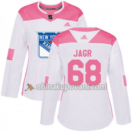 New York Rangers Dresy Jaromir Jagr 68 Bílá 2017-2018 Adidas Růžová Fashion Authentic - Dámské